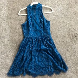 Eyelash blue lace dress